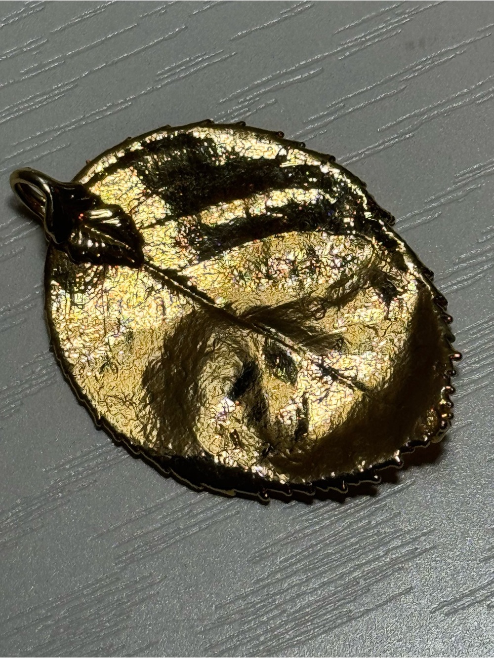 Vintage Gold Plated Real Leaf Pendant Natural Botanical Jewelry